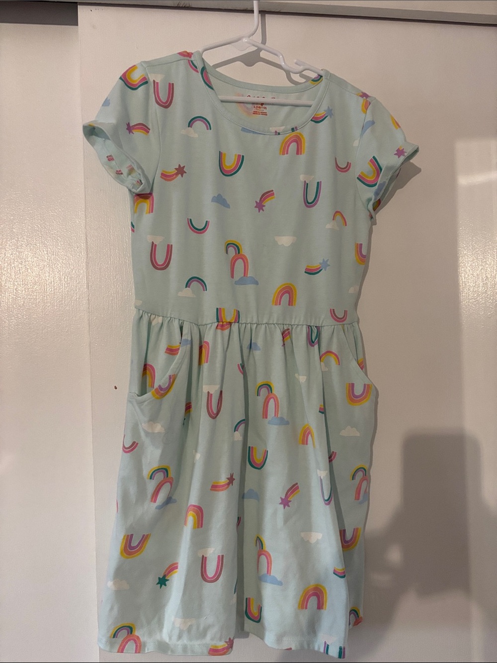 Cat & Jack Light Blue Rainbow Print Casual Dress